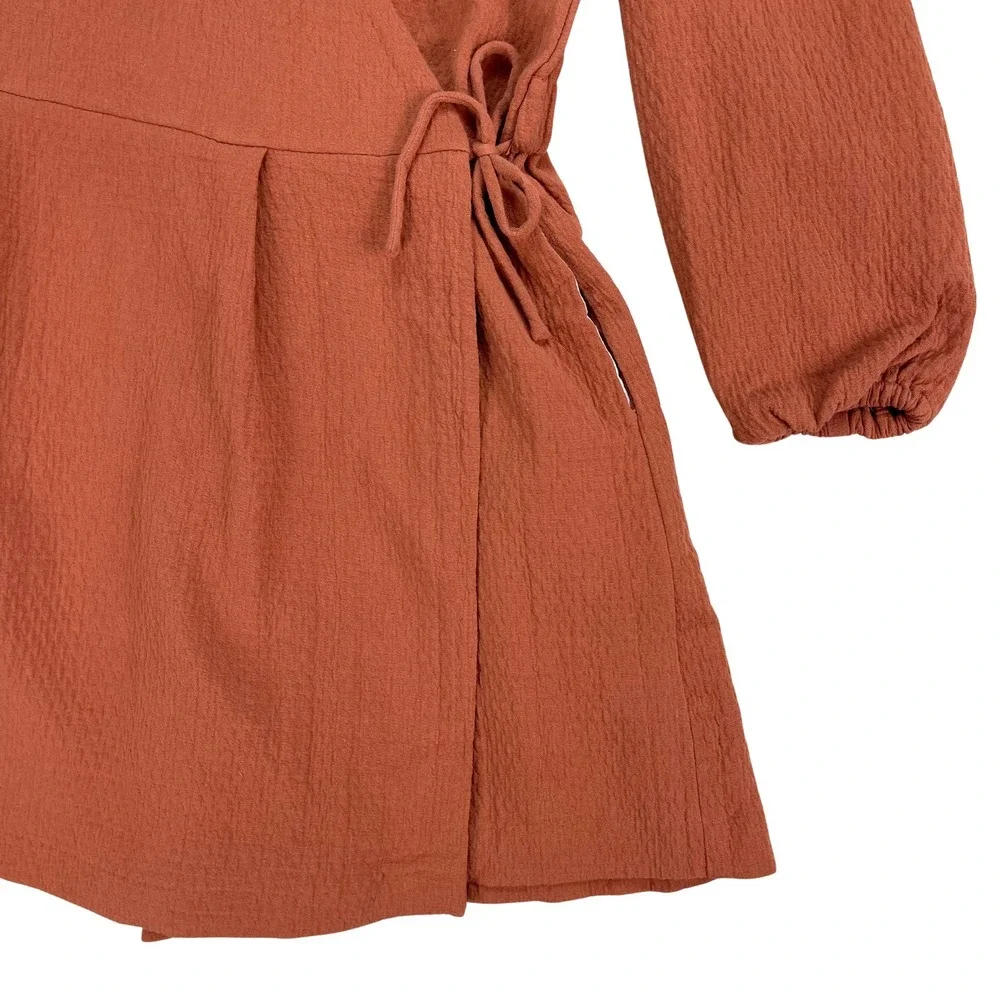 Luli &‎ Me Gabby Girls Grace Wrap Romper Rust 100% Cotton Sz M Cottage Boho